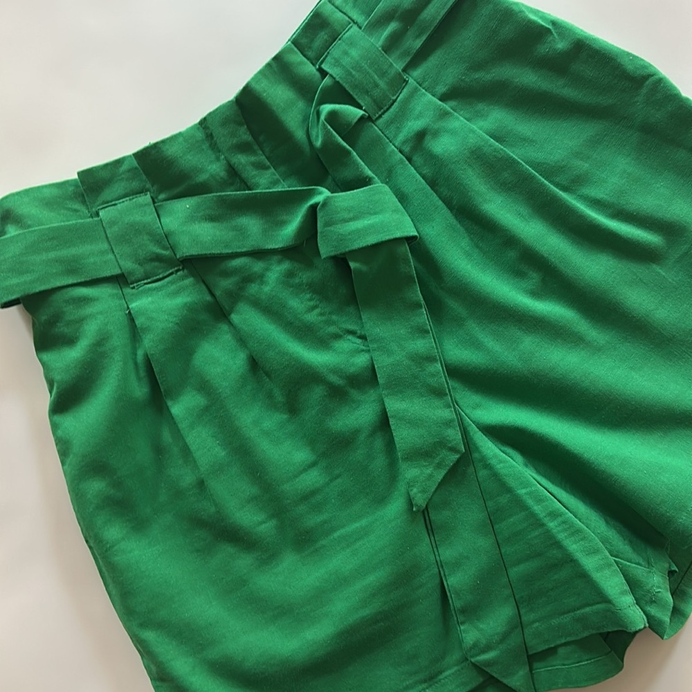 fab'rik High Waist Green Shorts with Sash - Picture 5 of 12